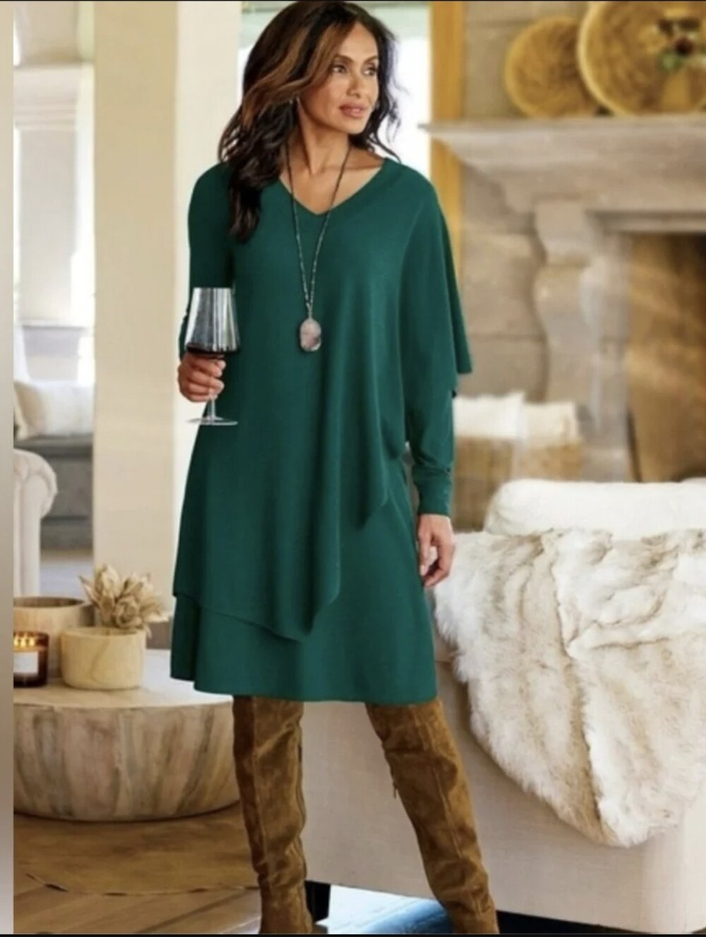 Soft Surroundings Marla Layered Dress Asymmetrical Overlay Size Petite Large NWT